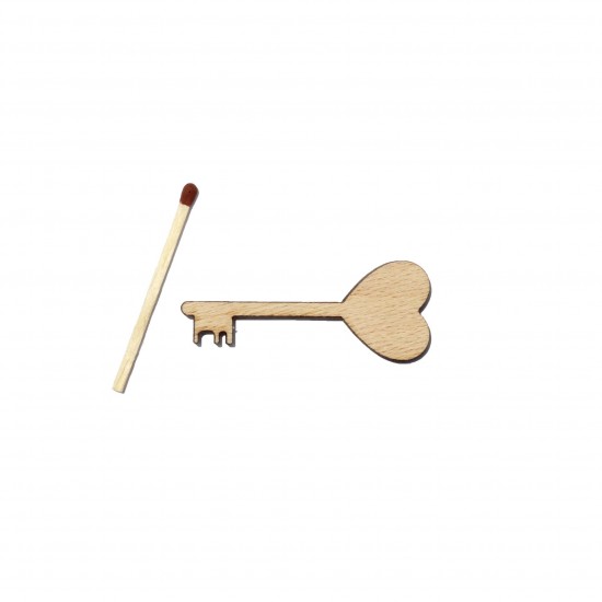 Figurina Cheie forma Inima din Lemn - C1 - 50x20 mm