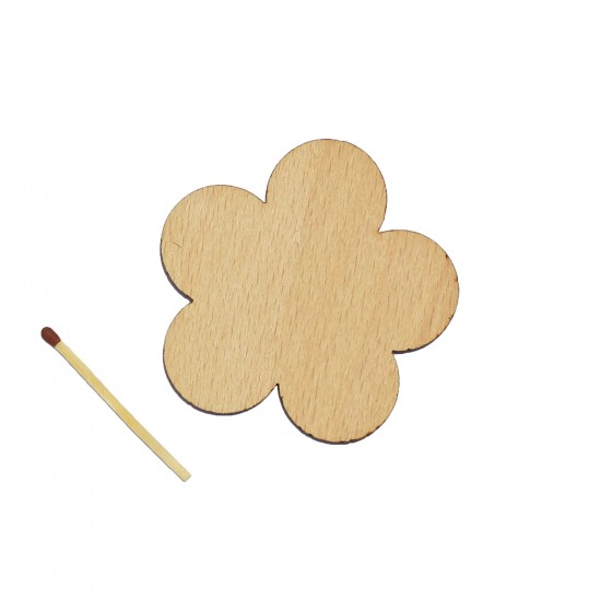 Figurina Floare Simpla din Lemn - 65x63 mm