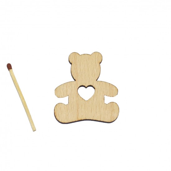 Figurina Ursulet cu Inima din Lemn - 44x40 mm Figurina Ursulet cu Inima din Lemn - 44x40 mm