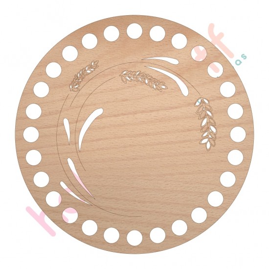 Baza din lemn pentru Crosetat Cerc Model Flori Lavanda - Fag - 15cm - 28o - 10mm