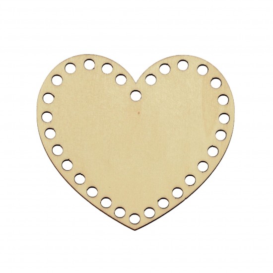 Baza din lemn pentru Crosetat - Inima - Albasia -11x10cm - 29o - 6mm