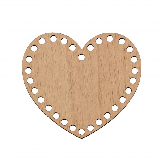 Baza din lemn pentru Crosetat - Inima - Fag -11x10cm - 29o - 6mm