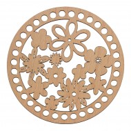 Baza din lemn pentru Crosetat Cerc Model Flori - Fag - 15cm - 35o - 8mm