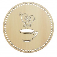 Baza din lemn pentru Crosetat Cerc Ceasca Cafea - Albasia - 20cm - 64o - 6mm