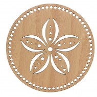 Baza din lemn pentru Crosetat Cerc Model Floare - Fag - 20x20cm - 64o - 6mm