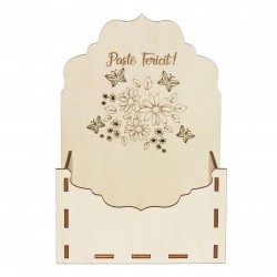 Cutie tip Plic din Lemn - Paste fericit - Fluturi si Flori