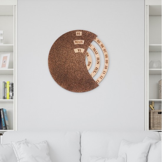 Calendar Perpetuu din Lemn cu textura de Piatra