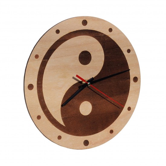 Ceas de Perete Yin si Yang din Lemn 