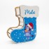 Suport Decorativ Cutie Cizmulita pentru Cadouri Mos Craciun - Mos Nicolae Personalizata cu Nume -  Model Catelus Albastru - 18x16x6.5 cm