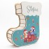 Suport Decorativ Cutie Cizmulita pentru Cadouri Mos Craciun - Mos Nicolae Personalizata cu Nume -  Model Catelusi Albastru si Portocaliu - 25x22x8.5 cm