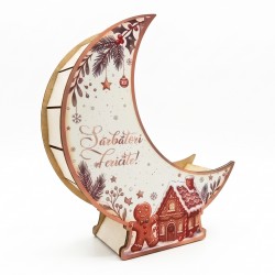 Suport Decorativ - Cutie Semilună pentru Aranjamente Florale de Craciun – Personalizata cu Text -  Model Turta Dulce - 22x19x6.5 cm