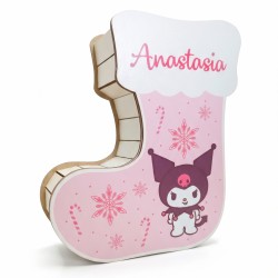 Suport Decorativ Cutie Cizmulita pentru Cadouri Mos Craciun - Mos Nicolae Personalizata cu Nume -  Model Pisica - 25x22x8.5 cm