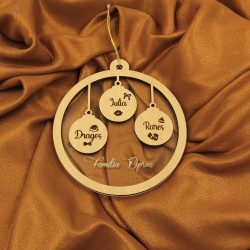 Ornament Brad Family - Personalizat - 3 Membri