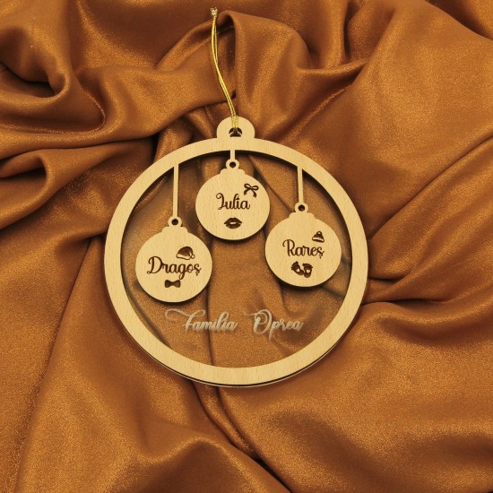 Ornament Brad Family - Personalizat - 3 Membri