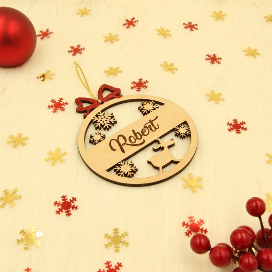 Ornament Brad Ren si Fulgi de Zapada - Personalizat 