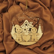 Ornament Brad Acril si Lemn - Familie de Turta Dulce - Cuplu - Personalizat