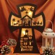Decoratiune Luminoasa - Cruce Scena Nasterii -  Personalizata - Wenge
