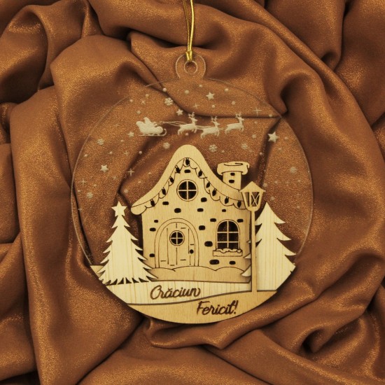 Ornament Brad Acril si Lemn - Casuta din Povesti - Personalizat