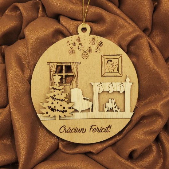 Ornament Brad Lemn - Cozy Room - Personalizat