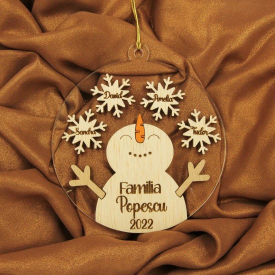 Ornament Brad Acril si Lemn - Om de Zapada - Familie - Personalizat