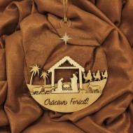 Ornament Brad Acril si Lemn - Scena Nasterii - Personalizat