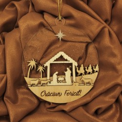 Ornament Brad Acril si Lemn - Scena Nasterii - Personalizat