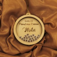 Ornament Brad Acril si Lemn - Primul Craciun cu Stelute - Personalizat