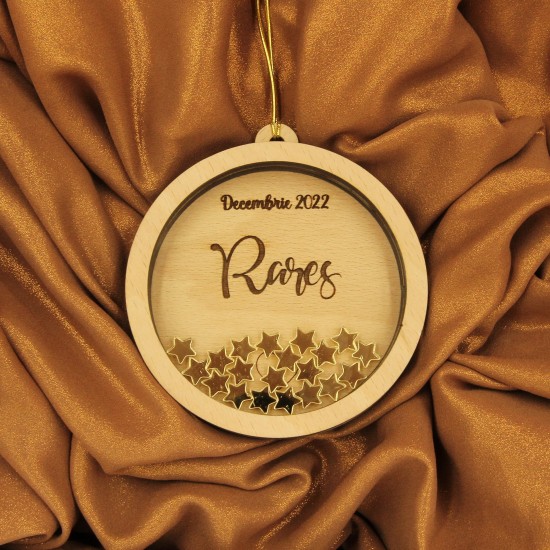 Ornament Brad Acril si Lemn cu Stelute - Personalizat