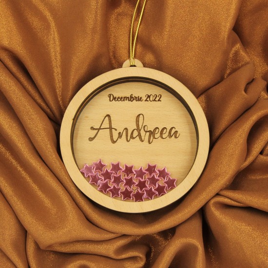 Ornament Brad Acril si Lemn cu Stelute - Personalizat