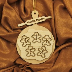 Ornament Brad Lemn - Familie Turta Dulce - 5 membrii - Personalizat