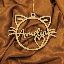Ornament Brad Lemn - Pisica- Personalizat