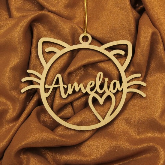 Ornament Brad Lemn - Pisica- Personalizat