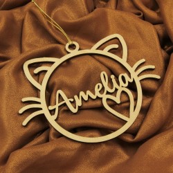Ornament Brad Lemn - Pisica- Personalizat
