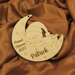 Ornament Brad Lemn - Ursulet Somnoros - Personalizat
