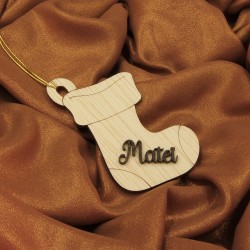 Ornament Brad Lemn - Soseta Craciun - Personalizat