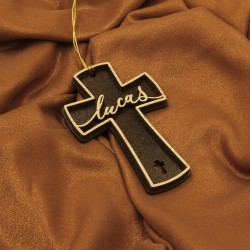 Ornament Brad Lemn - Cruce - Personalizat