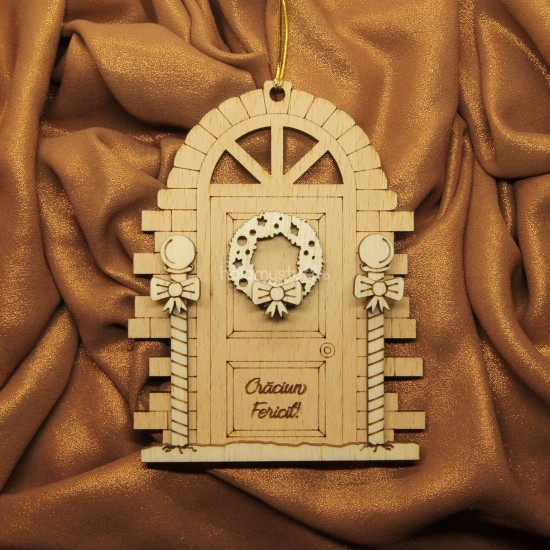 Ornament Brad Acril si Lemn - Usa Craciun - Personalizat Ornament Brad Acril si Lemn - Usa Craciun - Personalizat