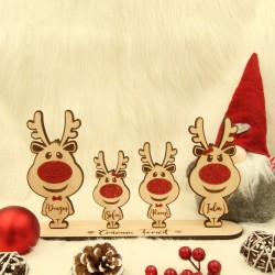 Decoratiune Craciun Personalizata - Familie Reni - 4 membri