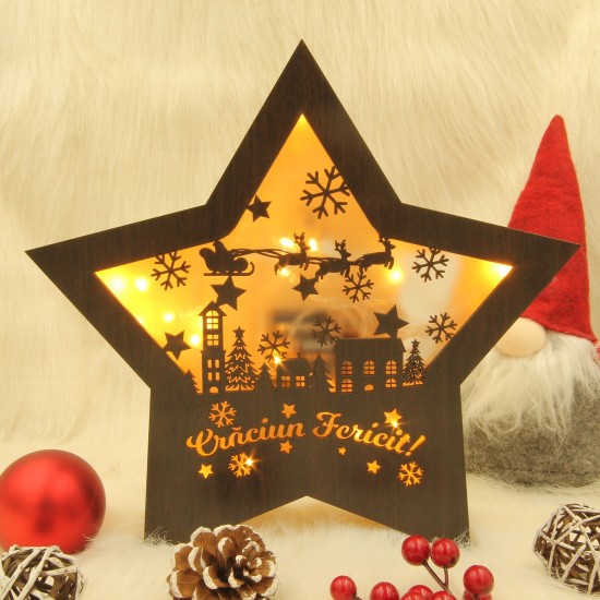 Decoratiune Luminoasa -  Steluta - Peisaj Iarna - Wenge