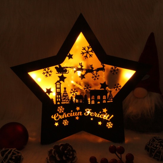 Decoratiune Luminoasa -  Steluta - Peisaj Iarna - Wenge