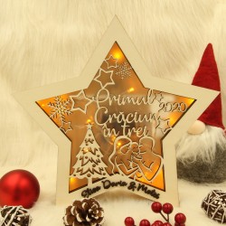 Decoratiune Luminoasa -  Steluta - Primul Craciun in Trei -Personalizat