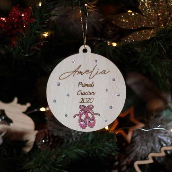 Ornament Brad Poante Balerina - Primul meu Craciun - Personalizat