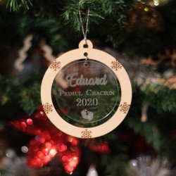 Glob Ornament Brad Lemn si Plexiglas - Primul meu Craciun 