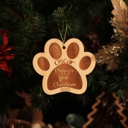 Ornament Brad Labuta Puppys  First Christmas - Personalizat cu Nume