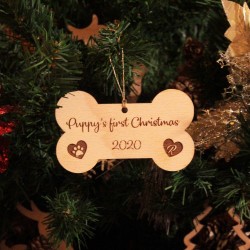 Ornament Brad Os Puppys  First Christmas - Personalizat cu Nume