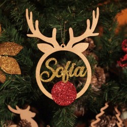 Ornament Brad Ren cu Nas Rosu- Personalizat 