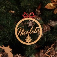Ornament Brad Funda Rosie si Brad cu Sclipici - Personalizat 