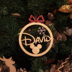 Ornament Brad Funda Rosie si Fulg de Zapada cu Sclipici - Personalizat 