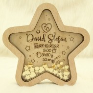 Decoratiune Steluta Personalizata cu Nume si Datele de la Nastere - 18x18 cm