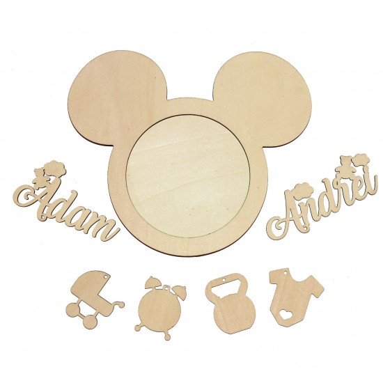 Kit Rama Foto Blank din Lemn - Nume - Soricel - Personalizata